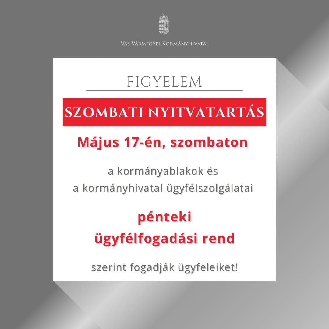A kormányablakok is pénteki nyitvatartással várják az ügyfeleket a szombati munkanapon