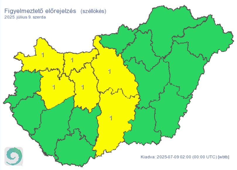Időjárás: Vas ezúttal kimaradt a riasztásból