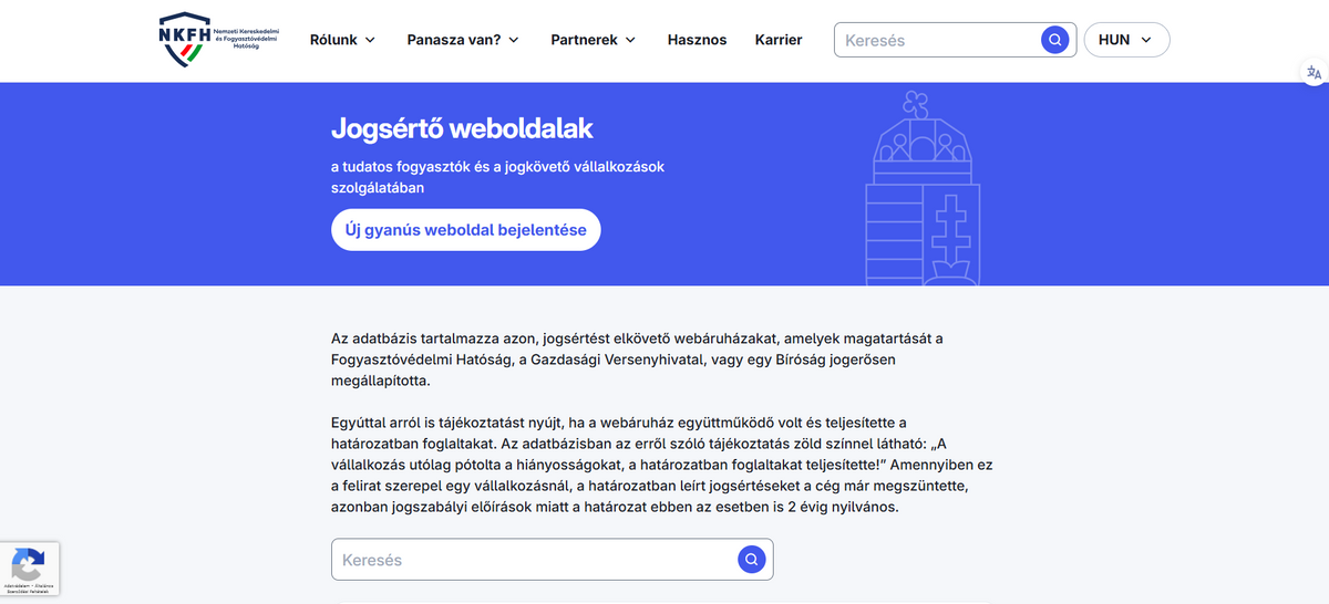 A Fogyasztóvédelem nyilvános listát vezet a csaló webshopokról